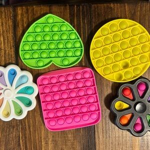 Colorful Silicone Pop Bubble Fidget Toy Bundle - Green, Yellow, Pink, Multicolor